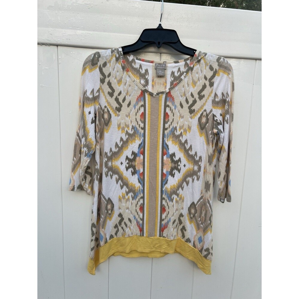 Chico’s Zenergy Women’s Top Blouse 3/4 Sleeve Size Petite PS Tunic
